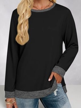 Fantaslook Black Gray Tunic Sweatshirt 3XL Colorblock Side Slit NWT